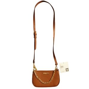 Anne Klein Brown Crossbody Bag with Gold Chain Accent